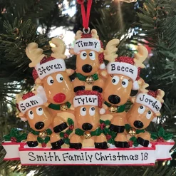 Outlet The Jolly Christmas Shop Reindeer Family Of 6 Personalized Christmas Ornament