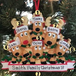 Outlet The Jolly Christmas Shop Reindeer Family Of 6 Personalized Christmas Ornament