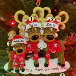 Clearance The Jolly Christmas Shop Reindeer Family Of 3 Personalized Christmas Ornament OR2256-3