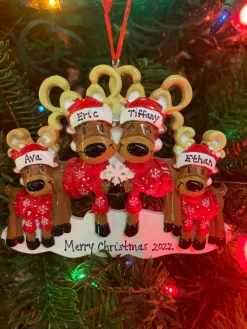 Discount The Jolly Christmas Shop Reindeer Family Of 4 Personalized Christmas Ornament OR2256-4