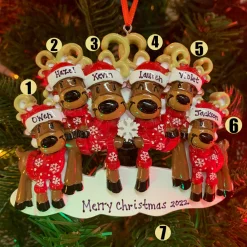 New The Jolly Christmas Shop Reindeer Family Of 6 Personalized Christmas Ornament OR2256-6