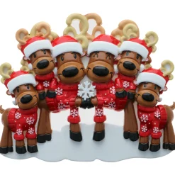 New The Jolly Christmas Shop Reindeer Family Of 6 Personalized Christmas Ornament OR2256-6