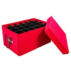 Discount The Jolly Christmas Shop Santa's Bags Red 3 Tray Ornament Storage Drawer With Lid SB-10452-RED