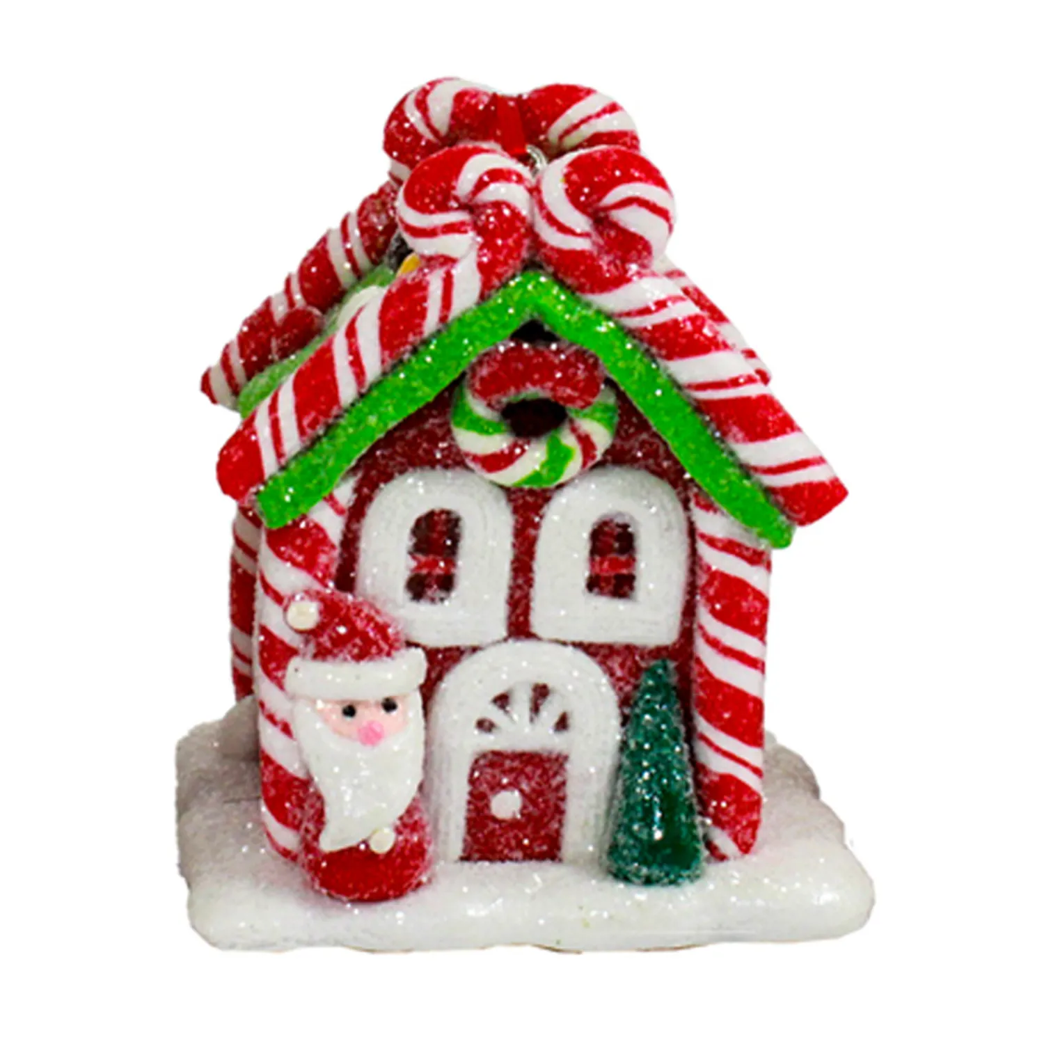 Hot The Jolly Christmas Shop Set Of 3 Battery Operated Lighted Claydough Gingerbread Candy House Christmas Ornament D4107