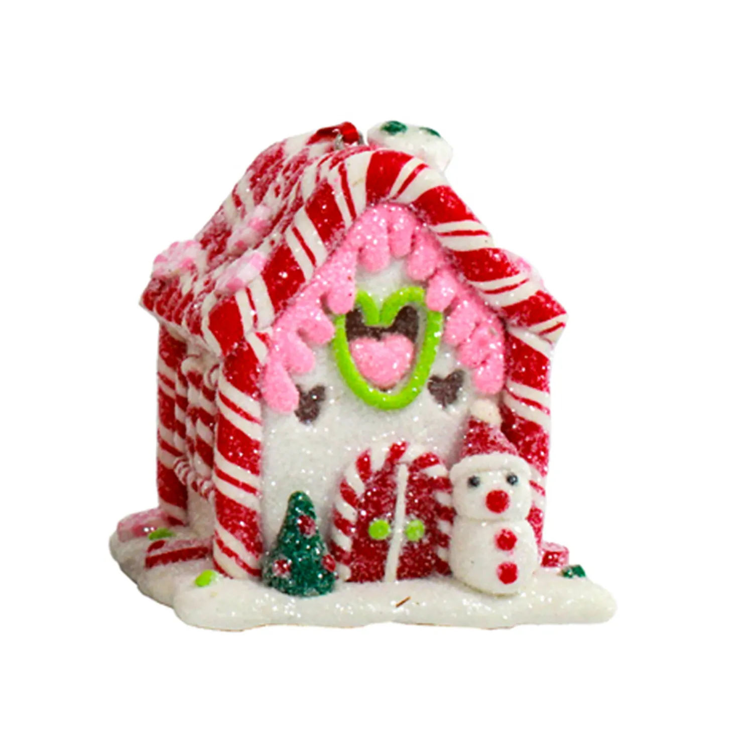 Hot The Jolly Christmas Shop Set Of 3 Battery Operated Lighted Claydough Gingerbread Candy House Christmas Ornament D4107