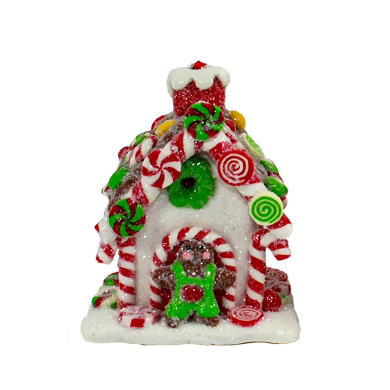Hot The Jolly Christmas Shop Set Of 3 Battery Operated Lighted Claydough Gingerbread Candy House Christmas Ornament D4107