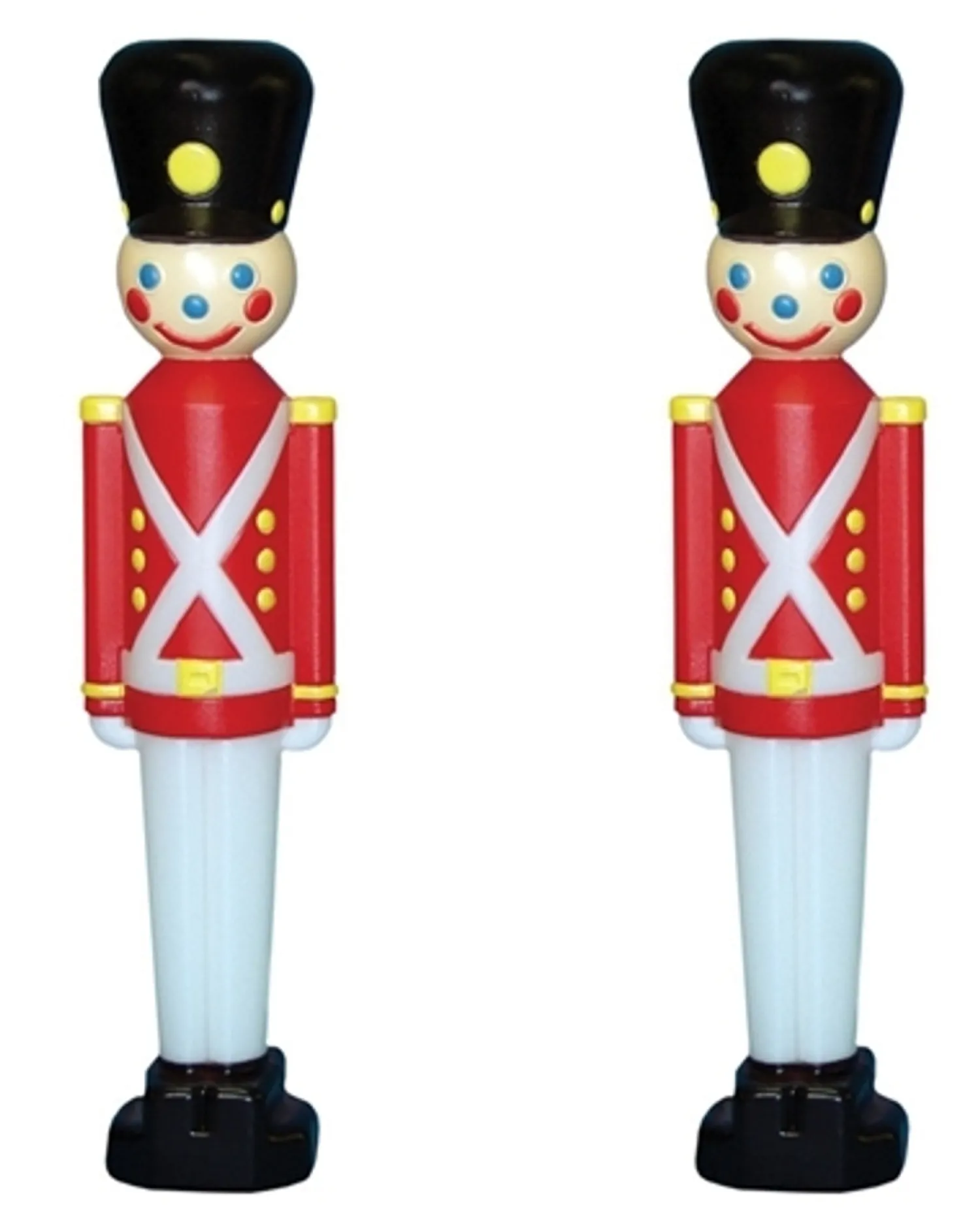 The Jolly Christmas Shop Set Of 2 Toy Soldier With Black Hat Plastic Blow Mold Decorations