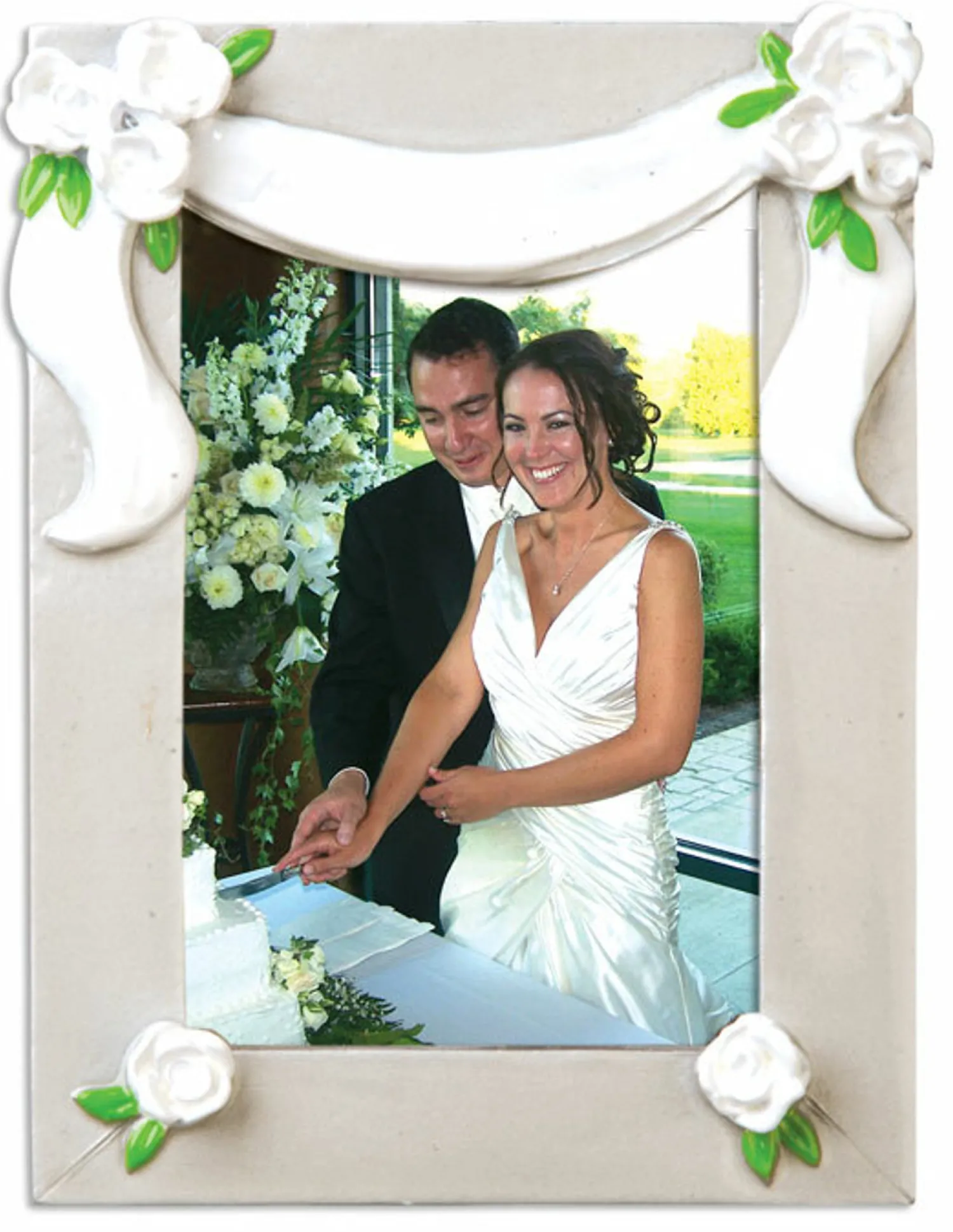 Clearance The Jolly Christmas Shop Silver And White Wedding Picture Frame Personalized Christmas Ornament PF958