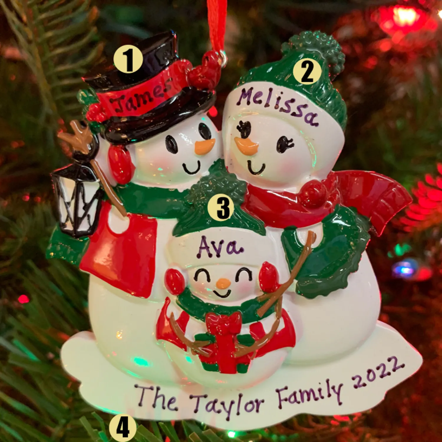 Hot The Jolly Christmas Shop Snowman Family Of 3 Personalized Christmas Ornament OR2255-3