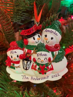 Hot The Jolly Christmas Shop Snowman Family Of 4 Personalized Christmas Ornament OR2255-4