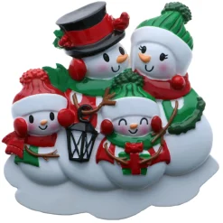 Hot The Jolly Christmas Shop Snowman Family Of 4 Personalized Christmas Ornament OR2255-4