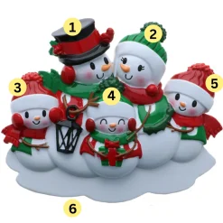 Outlet The Jolly Christmas Shop Snowman Family Of 5 Personalized Christmas Ornament OR2255-5
