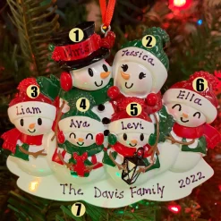 Hot The Jolly Christmas Shop Snowman Family Of 6 Personalized Christmas Ornament OR2255-6