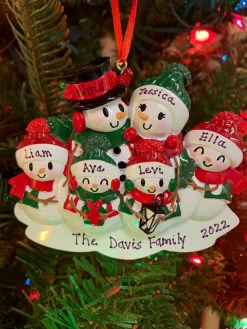 Hot The Jolly Christmas Shop Snowman Family Of 6 Personalized Christmas Ornament OR2255-6
