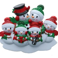 Hot The Jolly Christmas Shop Snowman Family Of 6 Personalized Christmas Ornament OR2255-6
