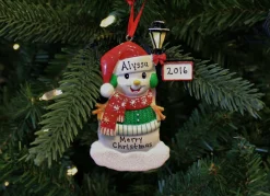 New The Jolly Christmas Shop Snowman Standing By A Light Post Personalized Christmas Ornament