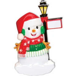 New The Jolly Christmas Shop Snowman Standing By A Light Post Personalized Christmas Ornament