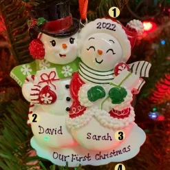 Hot The Jolly Christmas Shop Snowmen Couple Personalized Christmas Ornament OR2390