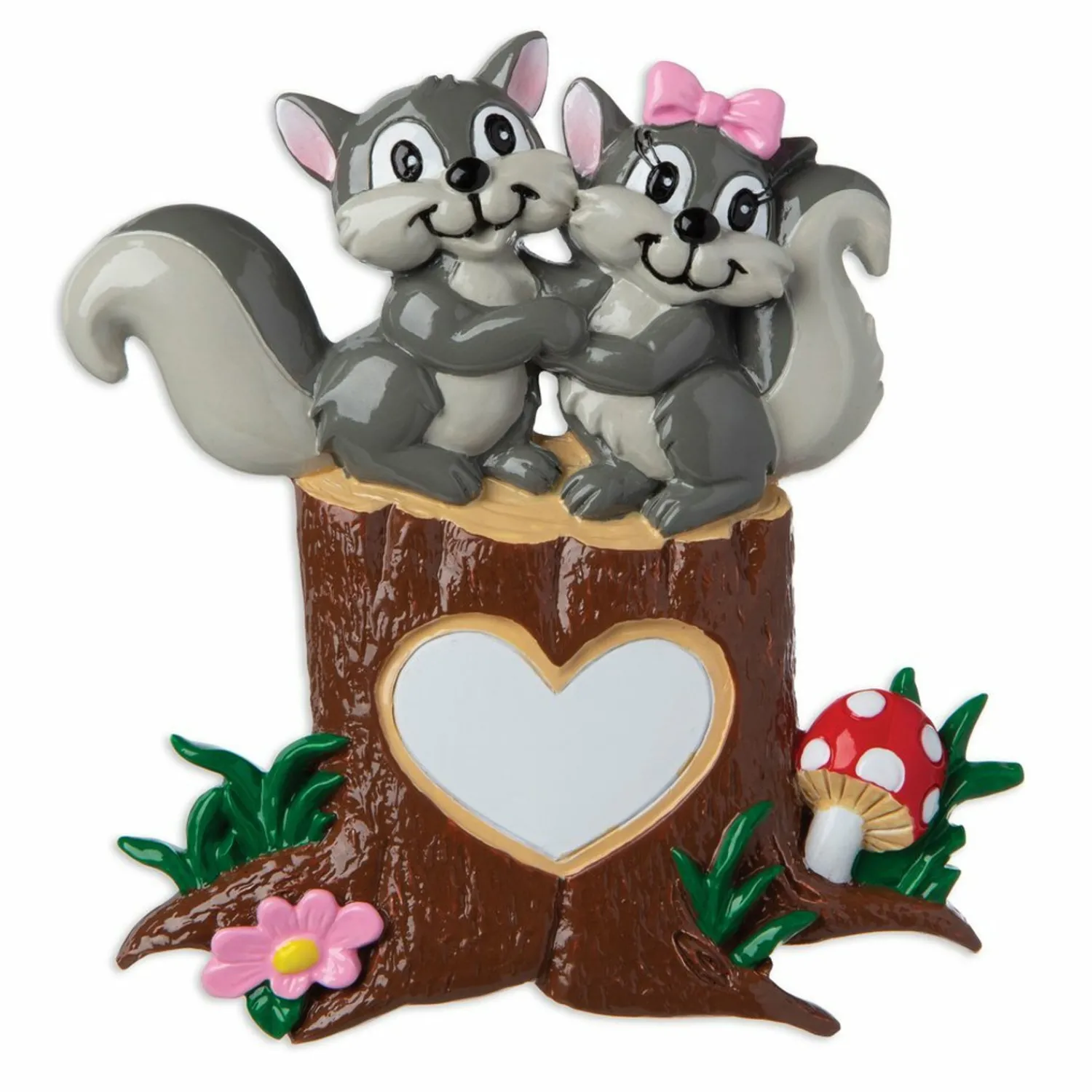 Discount The Jolly Christmas Shop Squirrel Couple On Tree Trunk With Heart Personalized Christmas Ornament OR1890-SQ