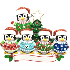 Clearance The Jolly Christmas Shop Ugly Sweater Penguin Family Of 5 Personalized Christmas Ornament