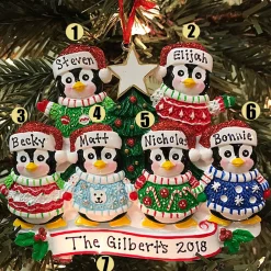 Online The Jolly Christmas Shop Ugly Sweater Penguin Family Of 6 Personalized Christmas Ornament