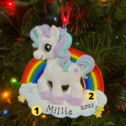 Best The Jolly Christmas Shop Unicorn Personalized Christmas Ornament OR1652