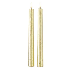 Sale The Jolly Christmas Shop Uyuni 11" Moving Flame Gold Taper Candle Set Of 2 4134522