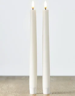 New The Jolly Christmas Shop Uyuni 11" Moving Flame White Unscented Taper Candle Set Of 2 4034512