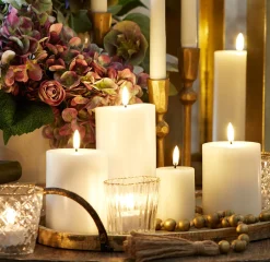Best The Jolly Christmas Shop Uyuni 3" X 5", 7" Or 9" Flat Top Moving Flame White Unscented Pillar Battery Candle