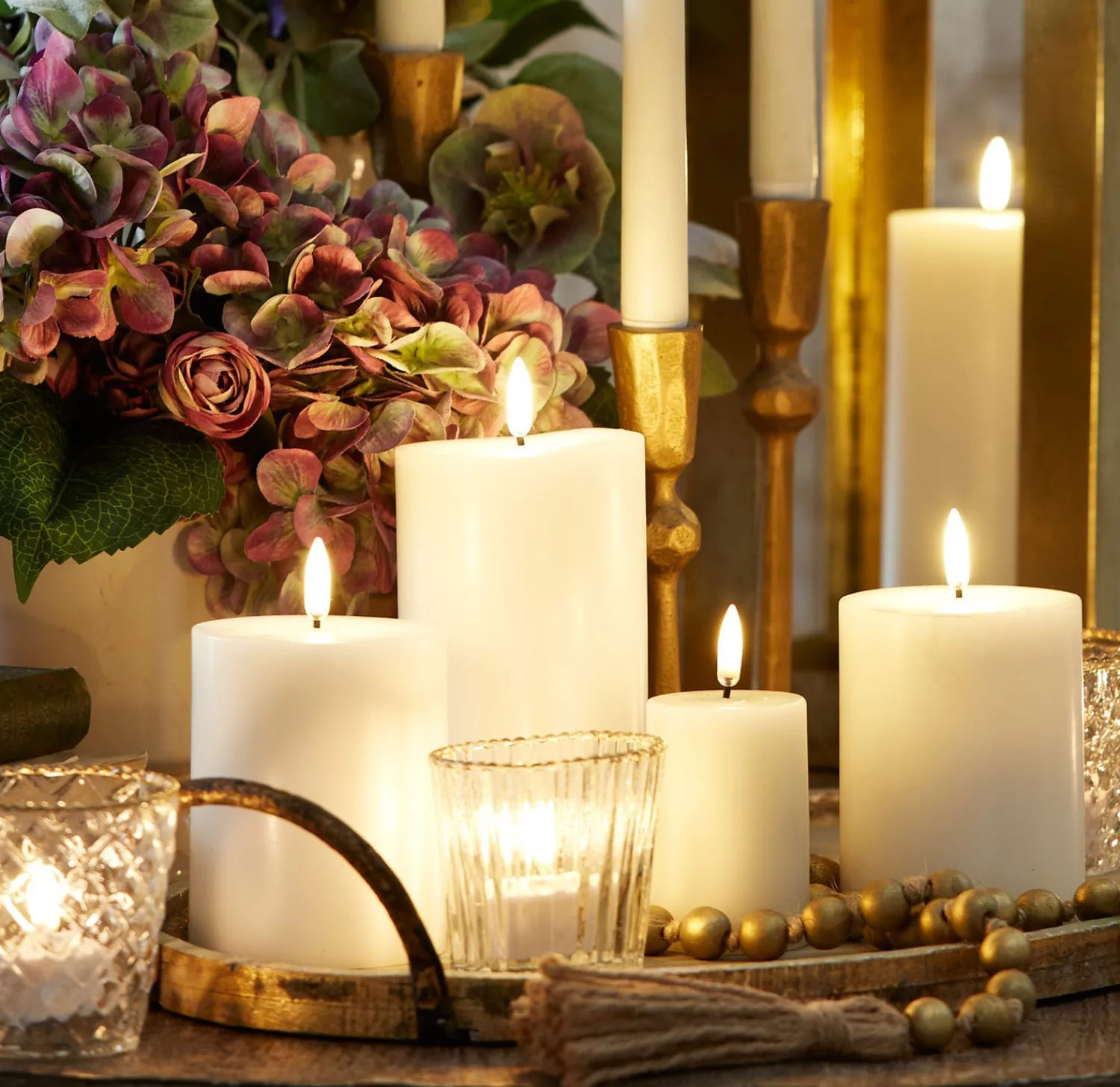 Best The Jolly Christmas Shop Uyuni 3" X 5", 7" Or 9" Flat Top Moving Flame White Unscented Pillar Battery Candle