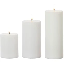 Best The Jolly Christmas Shop Uyuni 3" X 5", 7" Or 9" Flat Top Moving Flame White Unscented Pillar Battery Candle