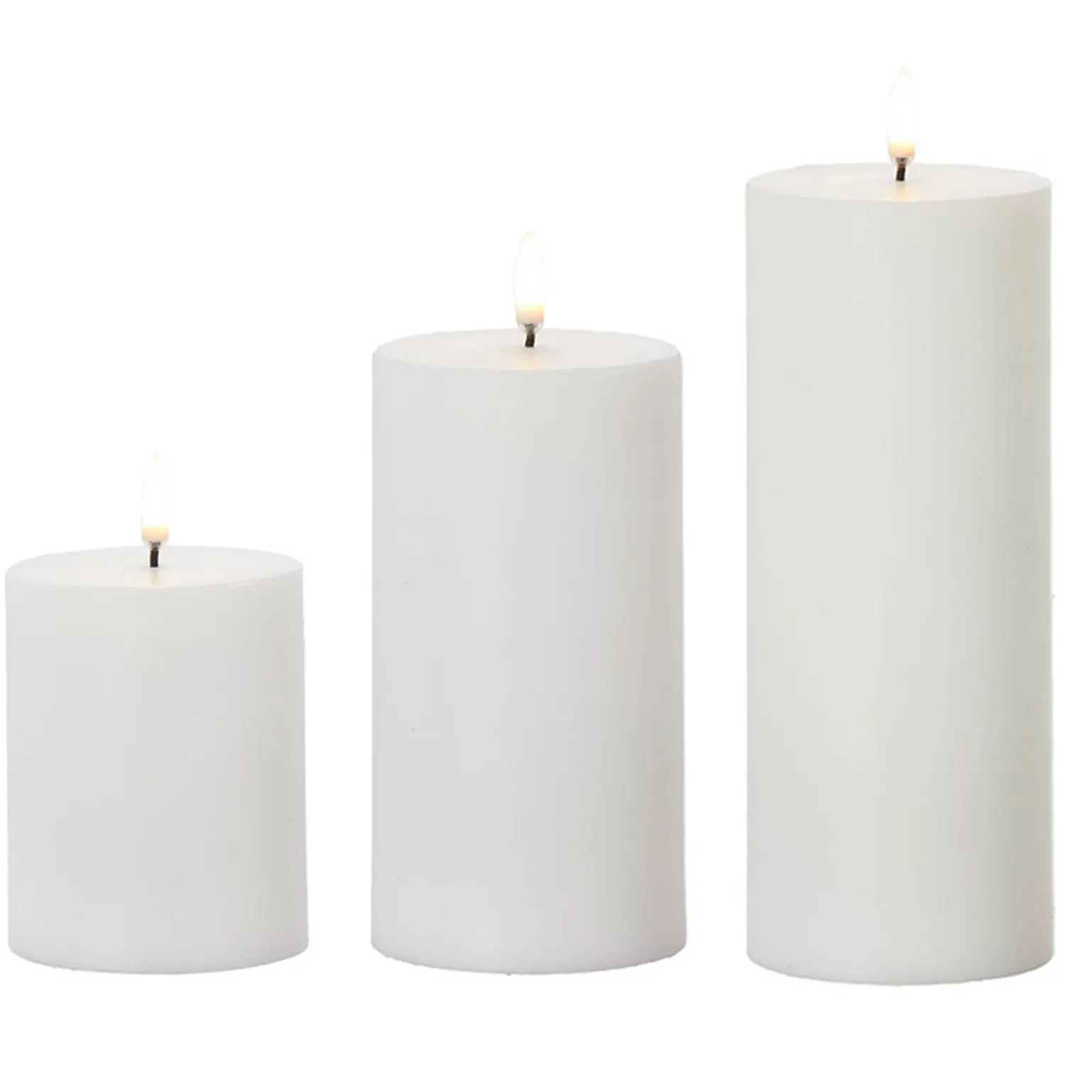 Best The Jolly Christmas Shop Uyuni 3" X 5", 7" Or 9" Flat Top Moving Flame White Unscented Pillar Battery Candle