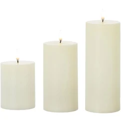Clearance The Jolly Christmas Shop Uyuni 3" X 5", 7" Or 9" Ivory Flat Top Flicker Flame Pillar Candle