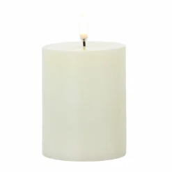 Clearance The Jolly Christmas Shop Uyuni 3" X 5", 7" Or 9" Ivory Flat Top Flicker Flame Pillar Candle