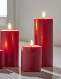 Discount The Jolly Christmas Shop Uyuni 3" X 5" Or 7" Or 9" Flat Top Moving Flame Red Unscented Pillar Battery Candle