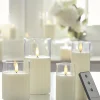 Clearance The Jolly Christmas Shop Uyuni Moving Flame Clear Glass Ivory Pillar Battery Candle