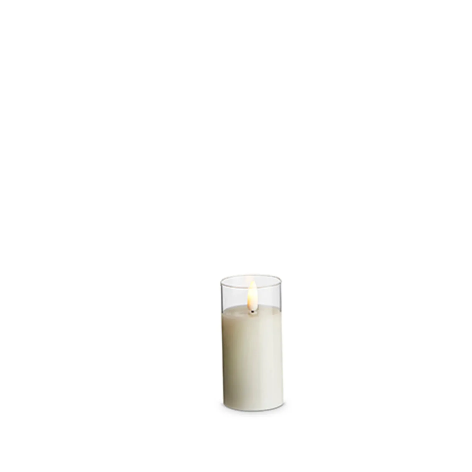 Clearance The Jolly Christmas Shop Uyuni Moving Flame Clear Glass Ivory Pillar Battery Candle