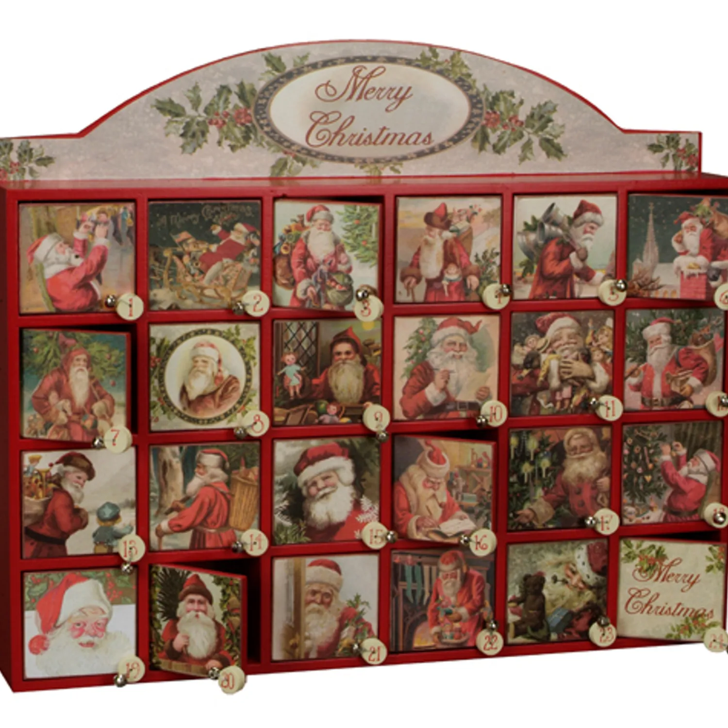 Online The Jolly Christmas Shop Vintage Inspired Merry Santas Wooden Advent Calendar 45207