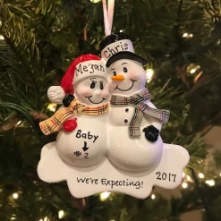 Outlet The Jolly Christmas Shop We're Expecting! Snowmen Personalized Christmas Ornament