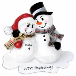 Outlet The Jolly Christmas Shop We're Expecting! Snowmen Personalized Christmas Ornament