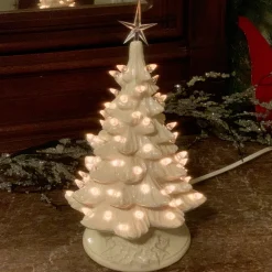 Best The Jolly Christmas Shop White Ceramic Lighted Christmas Tree 12"