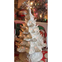 Best The Jolly Christmas Shop White Ceramic Lighted Christmas Tree 12