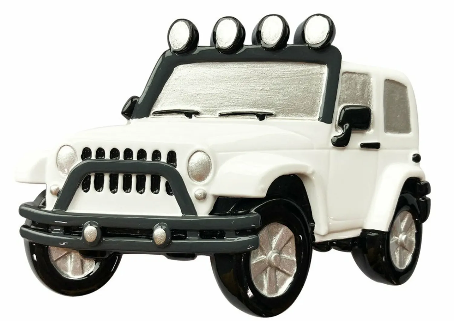 Discount The Jolly Christmas Shop White Jeep 4X4 Personalized Christmas Ornament White OR1763-W